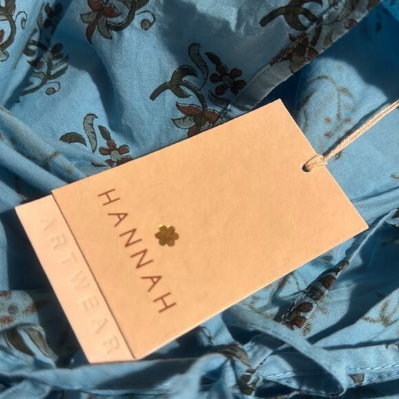HANNAH Carmen open back printed cotton poplin maxi dress Turquoise - Picture 5 of 8